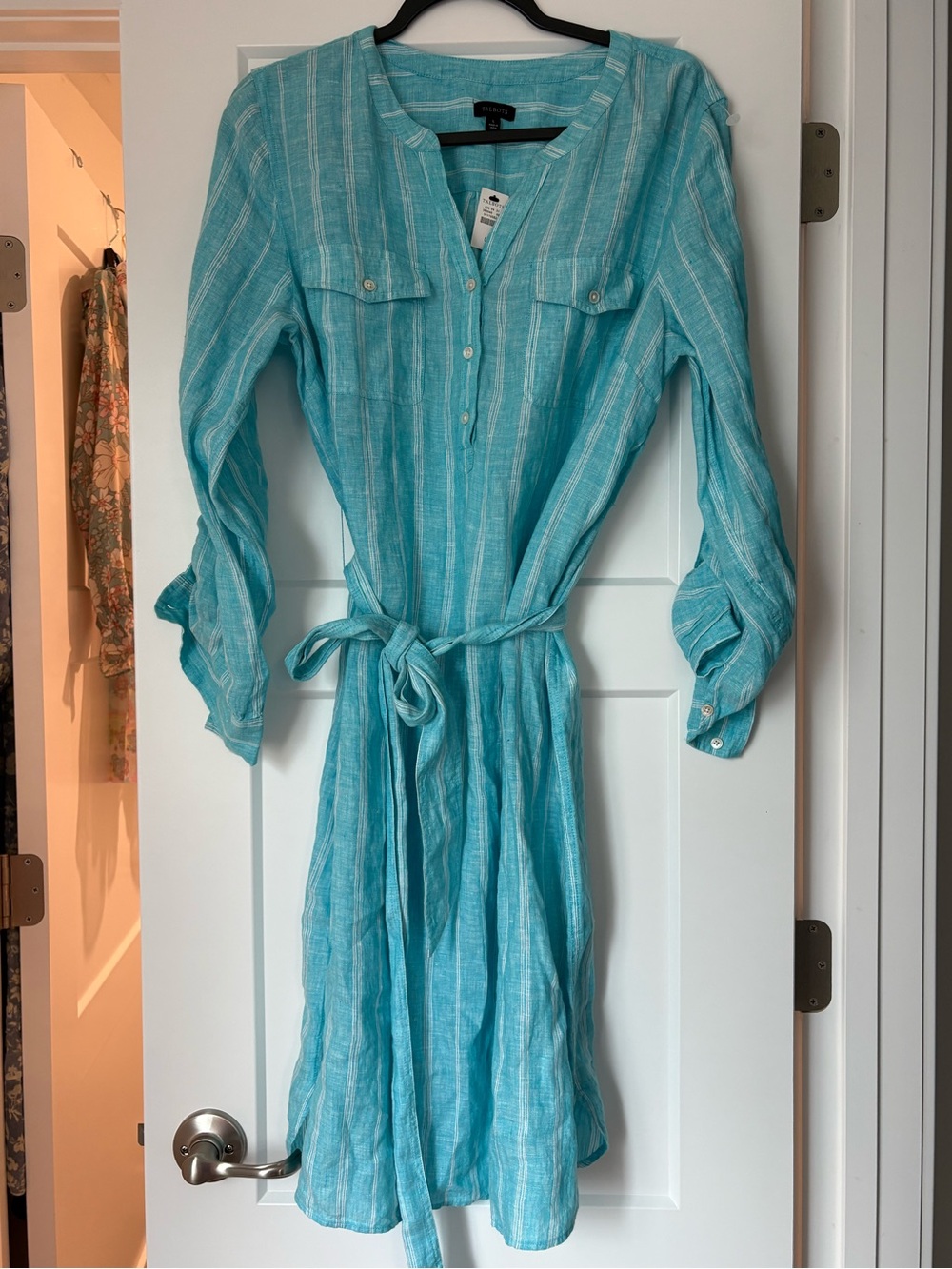Talbots Linen Popover Shirtdress size large NWT coastal minimalist summer flowy